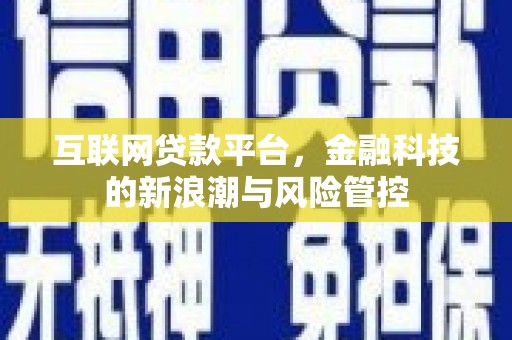 澄江互联网贷款平台，金融科技的新浪潮与风险管控